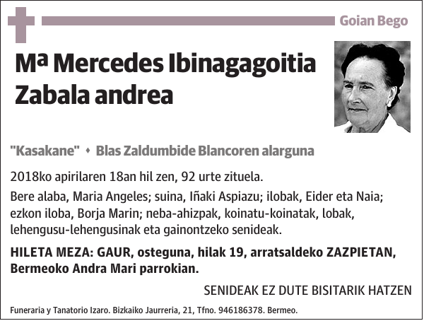 Mª Mercedes Ibinagagoitia Zabala