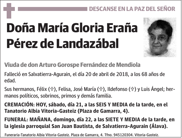 María Gloria Eraña Pérez de Landazábal