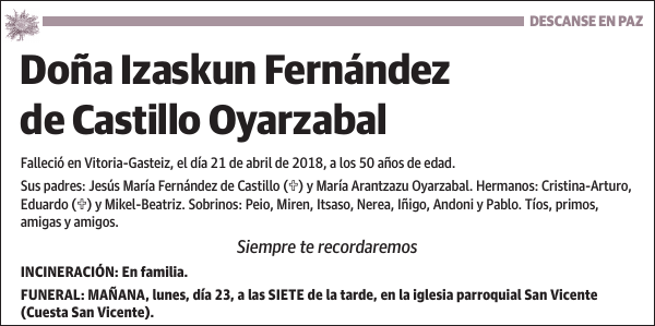 Izaskun Fernández de Castillo Oyarzabal