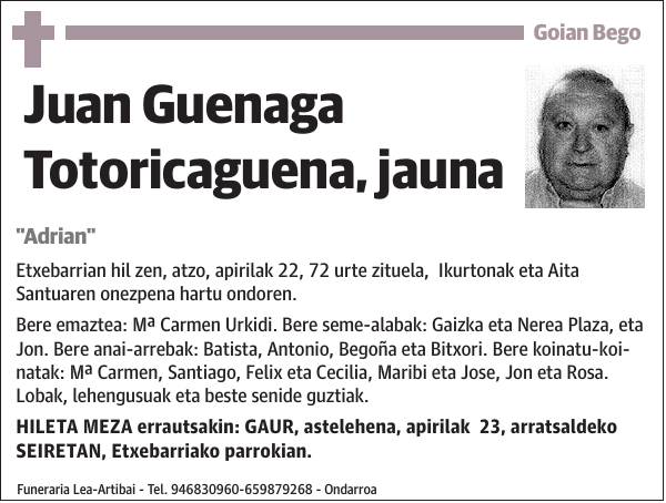 Juan Guenaga Totoricaguena