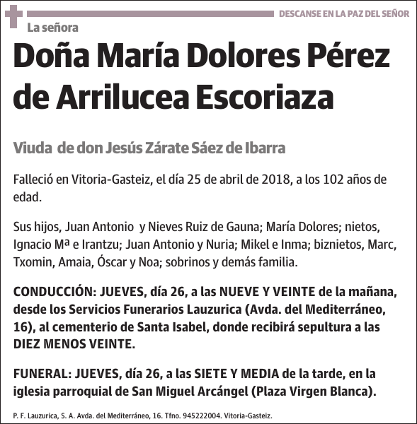 María Dolores Pérez de Arrilucea Escoriaza