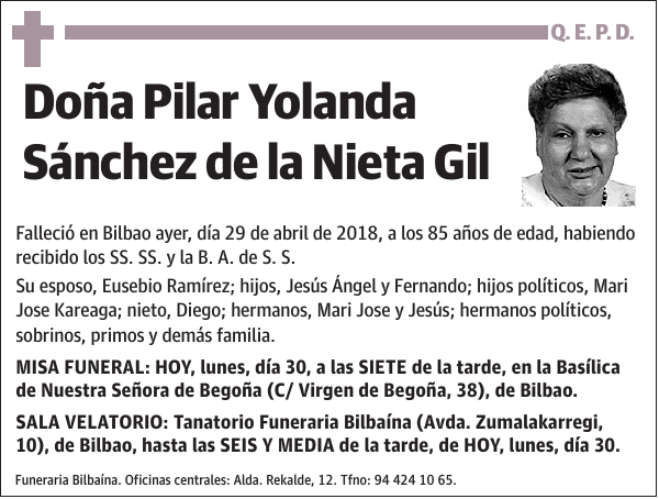 Pilar Yolanda Sánchez de la Nieta Gil