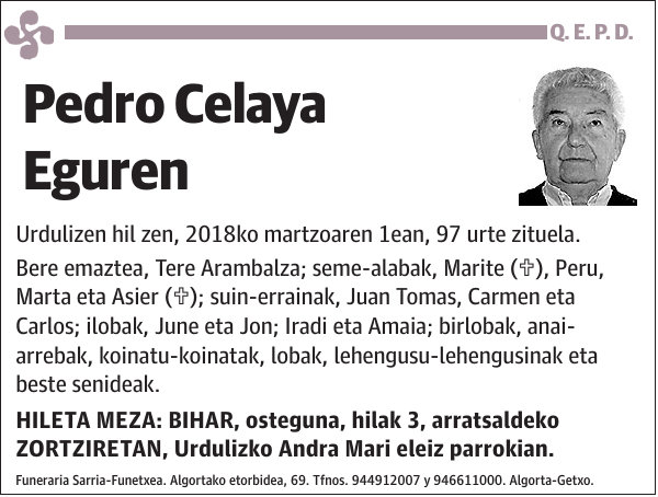 Pedro Celaya Eguren Urdulizen