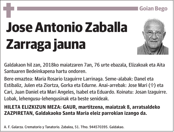 Jose Antonio Zaballa Zarraga