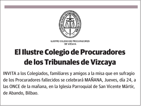 El Ilustre Colegio de Procuradores de los Tribunales de Vizcaya