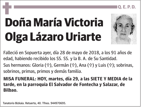 María Victoria Olga Lázaro Uriarte