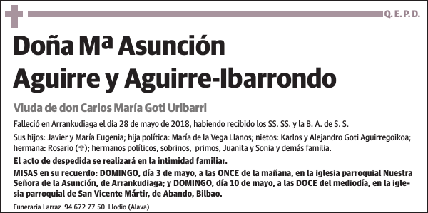 Mª Asunción Aguirre y Aguirre-Ibarrondo