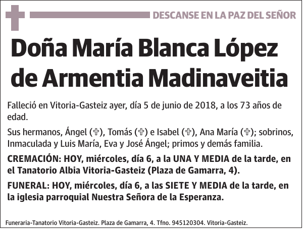 María Blanca López de Armentia Madinaveitia