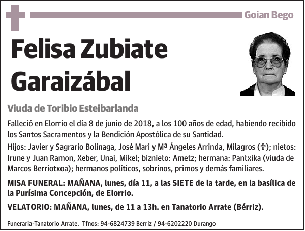 Felisa Zubiate Garaizábal