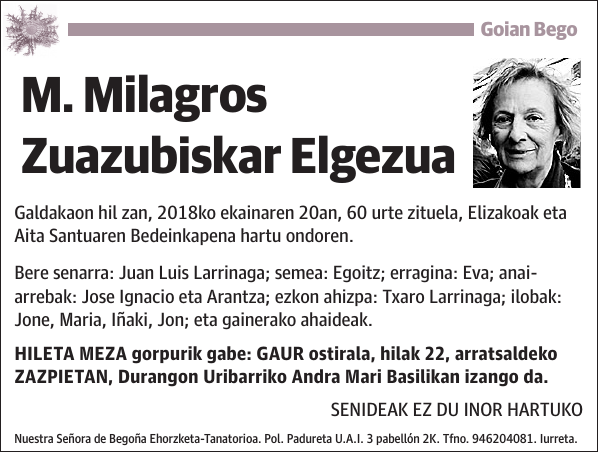 M. Milagros Zuazubiskar Elgezua