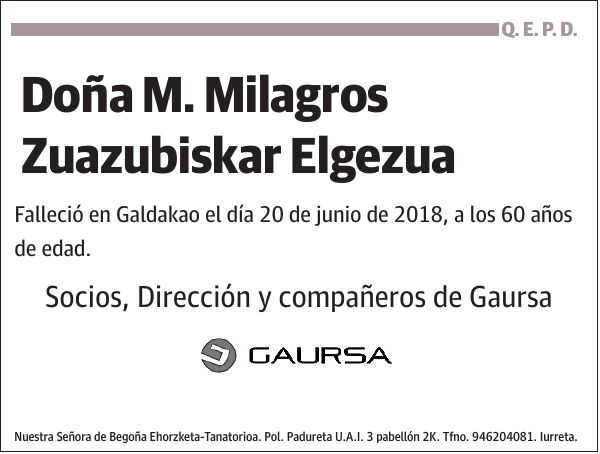 M. Milagros Zuazubiskar Elgezua