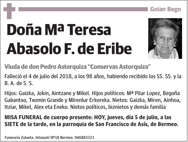 Mª Teresa Abasolo F. de Eribe