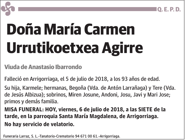 María Carmen Urrutikoetxea Agirre