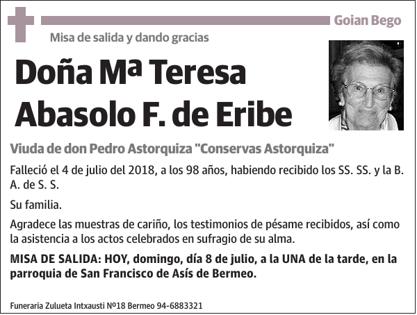 Mª Teresa Abasolo F. de Eribe