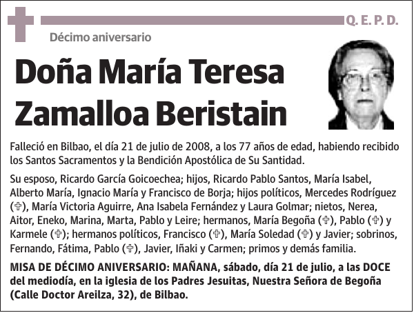 María Teresa Zamalloa Beristain