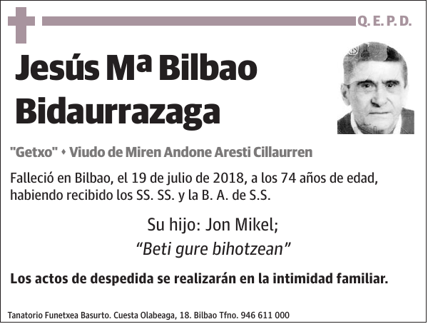 Jesús Mª Bilbao Bidaurrazaga