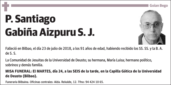 P. Santiago Gabiña Aizpuru S. J.