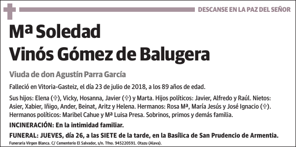 Mª Soledad Vinós Gómez de Balugera