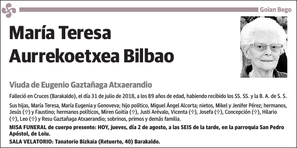 María Teresa Aurrekoetxea Bilbao