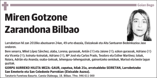 Miren Gotzone Zarandona Bilbao