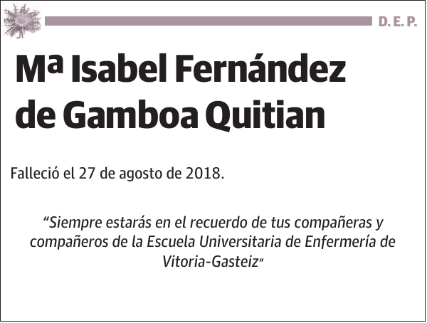 Mª Isabel Fernández de Gamboa Quitian