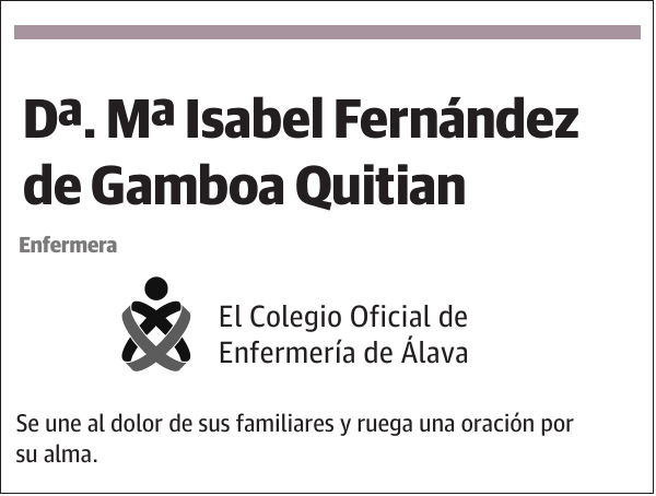 Dª. Mª Isabel Fernández de Gamboa Quitian