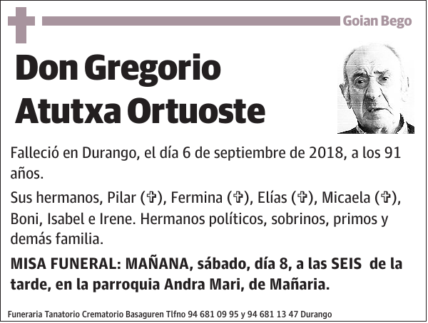 Gregorio Atutxa Ortuoste