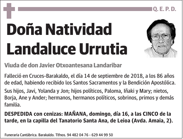 Natividad Landaluce Urrutia