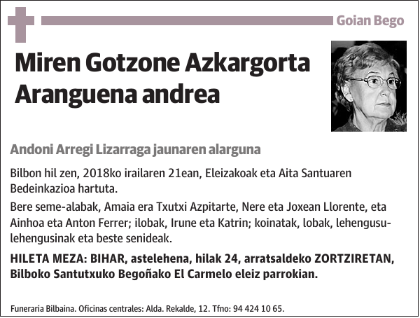 Miren Gotzone Azkargorta Aranguena