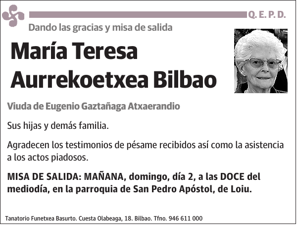 María Teresa Aurrekoetxea Bilbao