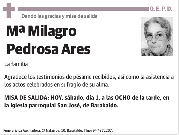 Mª Milagro Pedrosa Ares