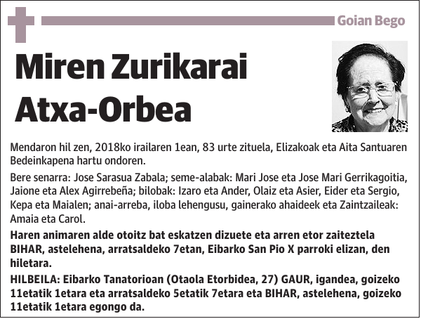 Miren Zurikarai Atxa-Orbea