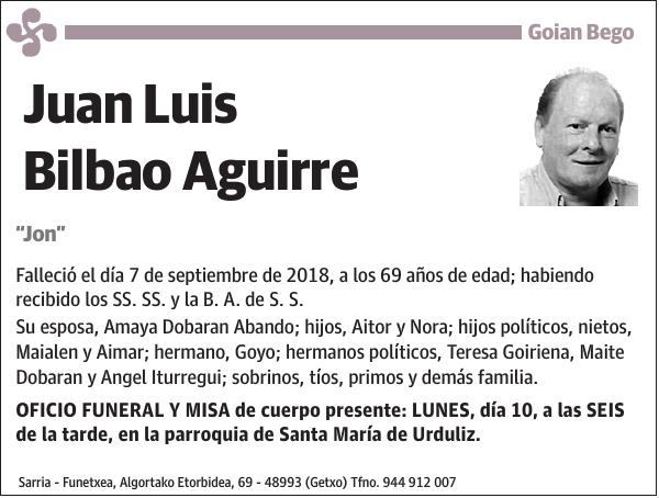 Juan Luis Bilbao Aguirre Jon