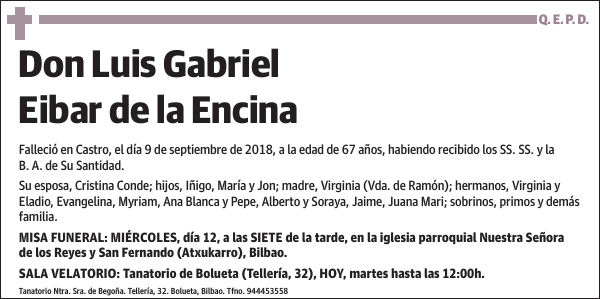 Luis Gabriel Eibar de la Encina