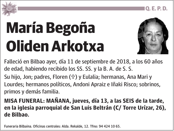 María Begoña Oliden Arkotxa