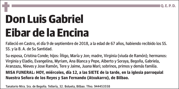 Luis Gabriel Eibar de la Encina