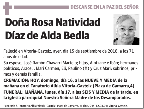 Rosa Natividad Díaz de Alda Bedia