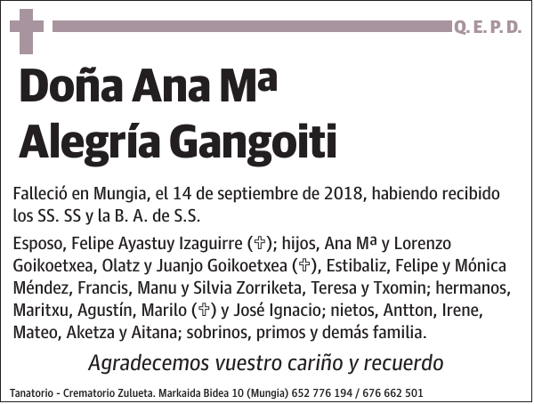 Ana Mª Alegría Gangoiti