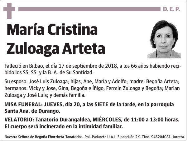 María Cristina Zuloaga Arteta