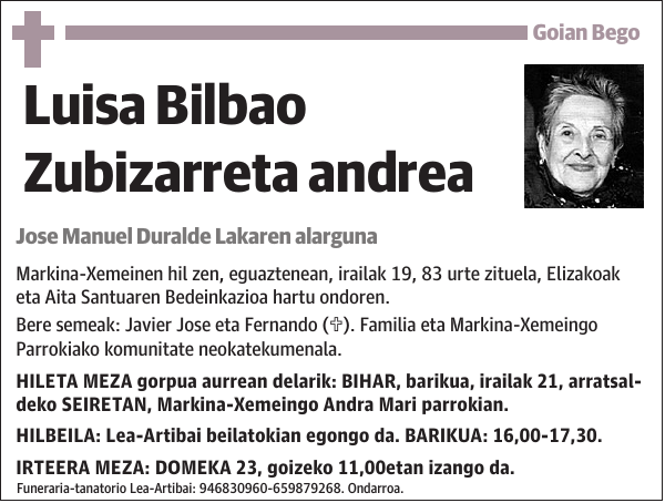 Luisa Bilbao Zubizarreta