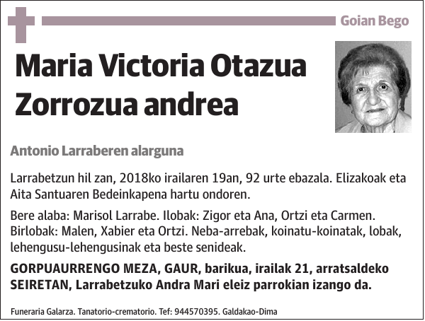 Maria Victoria Otazua Zorrozua