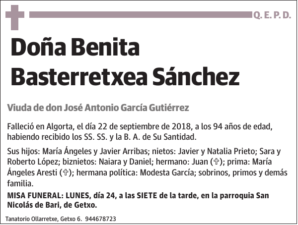 Benita Basterretxea Sánchez