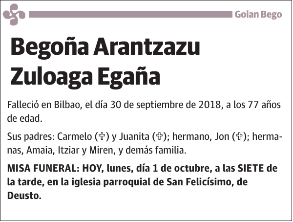 Begoña Arantzazu Zuloaga Egaña