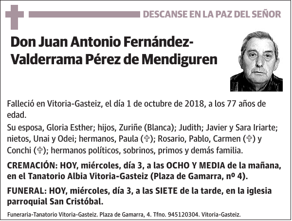 Juan Antonio Fernández- Valderrama Pérez de Mendiguren