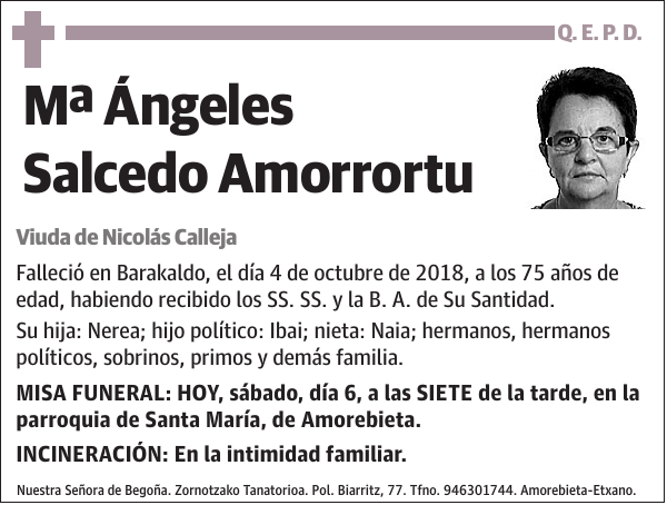 Mª Ángeles Salcedo Amorrortu