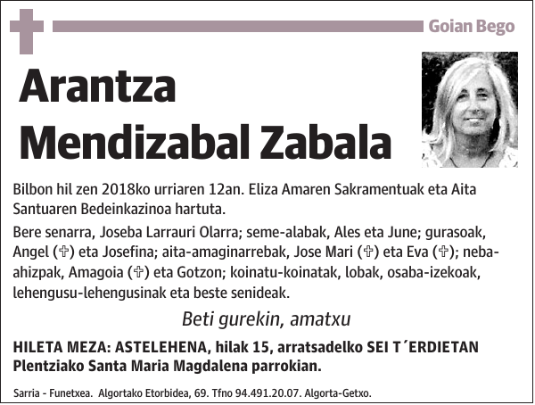 Arantza Mendizabal Zabala Bilbon