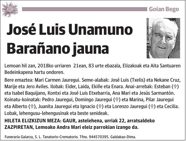 José Luis Unamuno Barañano