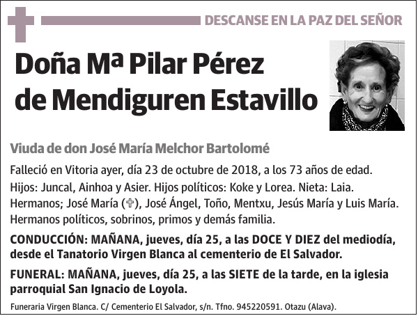 Mª Pilar Pérez de Mendiguren Estavillo