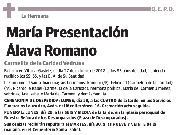 María Presentación Álava Romano