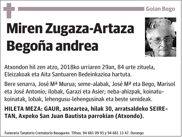 Miren Zugaza-Artaza Begoña